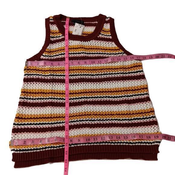 NEW SANCTUARY‎ Crochet Sweater Vest Top Pullover Size Medium Cotton Stripes - Picture 9 of 11